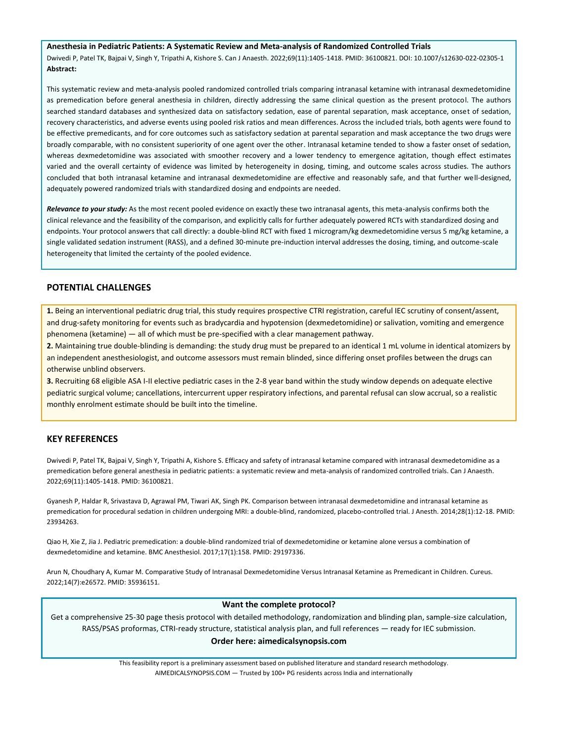 Feasibility report page 2 — similar study, challenges, references